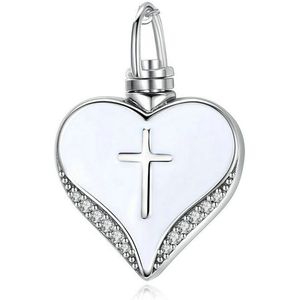 1 Pc Sterling Zilveren Hart Crematie Urn Ketting Ash Sieraden Gedenkteken Aandenken Kruis Hanger Voor Altijd In Mijn Hart Cz Kettingen g1