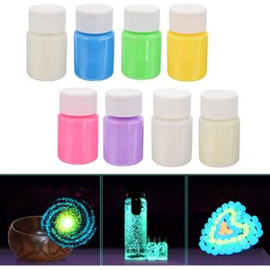 1 Set 8 Kleur 20g Glow in The Dark Pigment Lichtgevende Acryl DIY Heldere Noctilucent Verf voor Star Wishing fles Decoratie