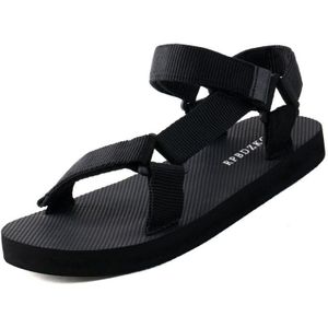 Casual heren sandalen zomer outdoor waterdichte zwart ademend water open teen strand mooie platte riem schoenen