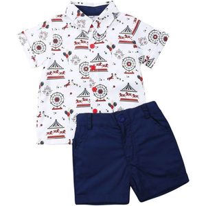 Pudcoco Jongens Kleding Formele Kinderen Kleding Set 2 Stuks Beach Korte Mouw Dress Shirts Tops + Shorts Zomer Peuter meisje Kleding