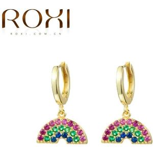 Roxi Kleurrijke Ronde Bal Regenboog Hoepel Oorbellen Voor Vrouwen Parel Kraakbeen Earring Pendientes Luxe Bruiloft Sieraden Zilver 925