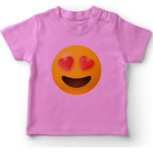Angemiel Baby Hart Eyed Emoji Meisje Baby T-shirt Roze