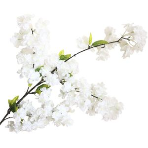 Kunstbloemen Faux Pruim Kersenbloesem Takken Nep Lange Bloem Stengels voor Thuis Bruiloft Decoratie Lichtroze, 4 Stks/Pack