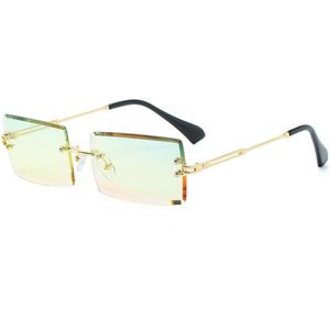 Zonnebril Randloze Trim Vierkante Zonnebril Mode Kleine Glazen Zonnebril Zon Bescherming Oogbescherming