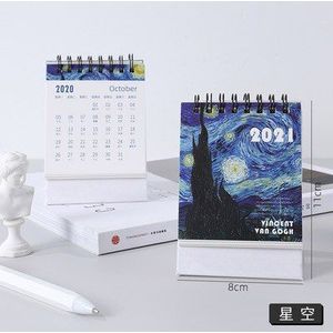 Mini Kalender Olieverfschilderij Serie Mini Desktop Kalender Retro Famou Schilderen Art Spoel Kalender Boek Kawaii