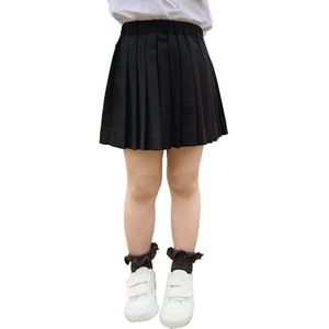 Zomer Mode School Kinderkleding Lovey Baby Meisjes Rok Hoge Taille Rok Zwart Grijs Katoen Geplooide Rok Voor 1-8 Jr