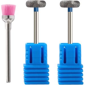 2 stks/partij Diamant Nail Boor Frees Rotary Burr Cuticle Clean Bits Apparaat voor Manicure Nagelvijlen Art Gereedschap
