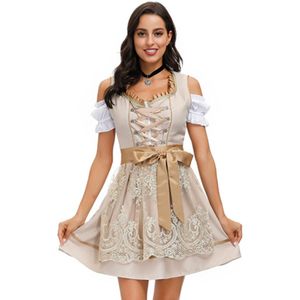 3Pcs Set Dirndl Jurk Womens Duitse Oktoberfest Beierse Bier Wench Kostuum Maid Outfit Fancy