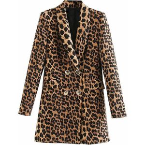 [Deat] Vrouwen Patroon Gedrukt Gemengde Kleur Blazer Revers Lange Mouwen Loose Fit Jas Mode Tij Lente Herfst 13S677