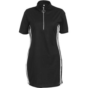 Tennis Jurk Zomer Vrouwen Leisure Sleeveness U-vorm Side Gestreepte Rits Sportkleding Tennis Jurk Outfits