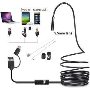 3in1 5.5 Mm Type C Waterdichte Endoscoop Camera Inspectie 1 M 2 M 3.5 M 5 M Usb Kabel 6LED endoscoop Borescope Android Endoscoop