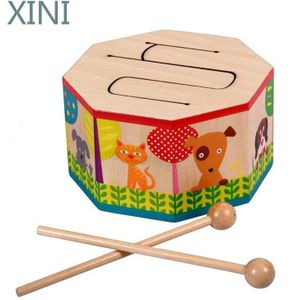 Kinderen Speelgoed Houten Trommel Voor Vroege Onderwijs Musical Speelgoed Voor Kinderen Drum Muziekinstrumenten Voor Baby Houten Speelgoed