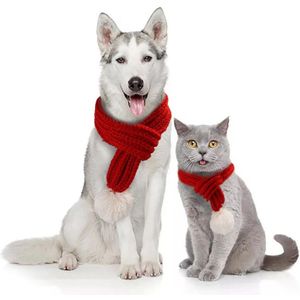 1Pc Pet Jaar Knit Sjaal Kat Hond Sjaal Accessoires Winter Warm Dierbenodigdheden Rood Grijs Groene Sjaal sml