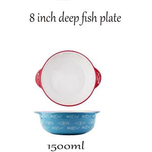 Keramische Gestoomde Vis Plaat 8/10/12Inch Ronde Ovale Schotel Met Disc Klem Warmte Resisitant Porseleinen Servies diner Set