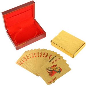 24K Speelkaarten Luxe Waterdichte Gold Diamond Folie Poker Carta Dek Van Kaarten Plastic Poker Kaart Voor Partij Magic prestaties
