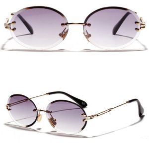 Trend Randloze Zonnebril Pop Unisex Bescherming Brillen Metal Benen Ovale Vorm Zonnebril