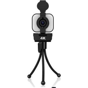 4K Webcam 1080P Hd Web Camera Met Microfoon Statief Voor Pc, autofocus Licht Invullen Camera Voor Live-uitzending Video Bellen Conferentie