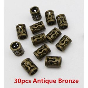 12 stuks-30 pcs Brons/Zilveren/Gouden metaal kleine haar vlecht dread baard dreadlock kralen buis ringen voor Haar Styling Accessoires