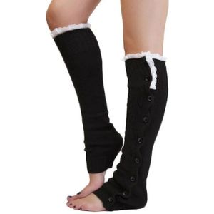 Vrouwen Hoop Hoop Sokken Mode Winter Kant Knop Been Warmer Gebreide Kous Legwarmers Zachte Klassieke Laarzen Gebreide Sokken