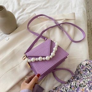 Steen Patroon Parel Mini Pu Lederen Crossbody Tassen Voor Vrouwen Elegante Schouder Handtassen Vrouwelijke Cross Body Bag