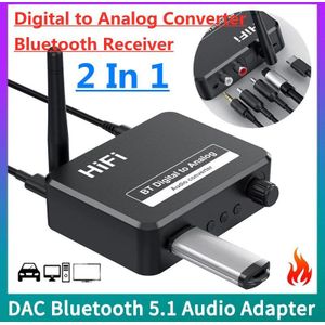 Dac Bluetooth 5.1 Audio-ontvanger Digitaal Naar Analoog Converter 3.5Mm Aux Rca L/R U-Disk Optische stereo Hifi 2 In1 Draadloze Adadper