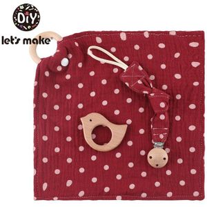 Let's Make 1 Set Katoen Wave Spot Speeksel Handdoek Hanger Speenketting Beuken Baby Care Kid Doeken Baby Eten Accessoire