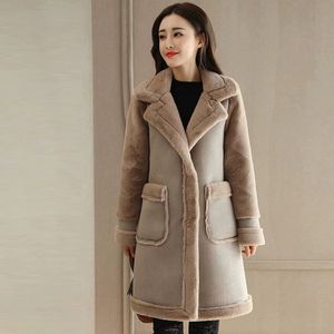 Winter Verdikking Plus fluwelen jasje vrouwelijke mode Koreaanse versie van de lange sectie Slanke vrouwen bont een katoen kleding