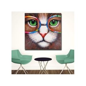 Wall Art Pictures Voor Woonkamer Home Decor Pop Art Kat-Ogen-groen-met-bril- van-kleuren schilderen Canvas Olieverf Gedrukt