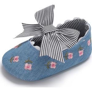 Baby Girl Schoenen Pasgeboren Bloemenprint Streep Strik Zachte Anti-Slip Zool Peuter Prinses Leuke Crib Schoenen Mocassins Baby