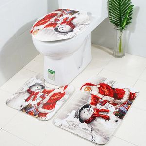 40 # Kerstman Print Wc Badkamer Mat En Douchegordijn Vier Stuk Set Kerst Party Home Decoration decor