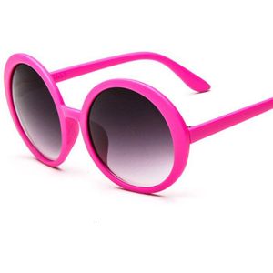 Roze Ronde Zonnebril Vrouwen Vintage Zonnebril Voor Vrouwelijke Grote Frame Plastic Kleur Spiegel Oculos De Sol Feminino