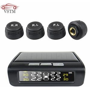 Solar Power TPMS Auto bandenspanning alarm bluetooth tpms android Monitoring Systeem LCD Display 4 externe sensor auto beveiliging