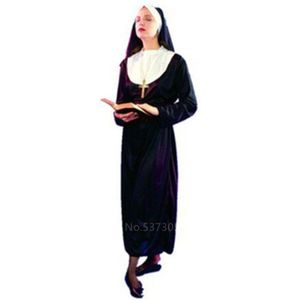 Halloween Cosplay Kostuums Voor Mannen Vrouwen Pirest Missionaris Lange Gown Middeleeuwen Religie Kerk Nun Jurk Met Sluier Prestaties