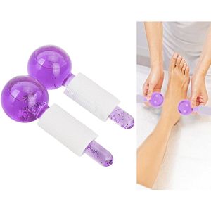 Facial Koeling Ijs Globes 2 Stuks Crystal Glas Massage Roller Voor Gezicht Eye Massage Facial Massage Gereedschap
