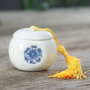 Chinese Stijl Traditionele Keramische Mini Verzegelde Blikken Draagbare Reizen Thuis Opslag Thee Snoep Koekjes Koffieboon Opslag Thee Tank