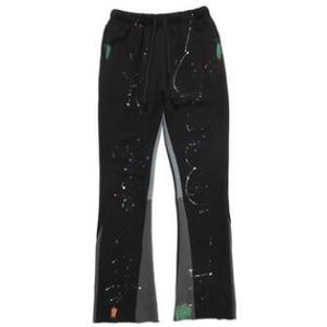 Herfst Splicing Inkt Flared Broek Mens Japanse Hip Hop Straat Man Elastische Taille Casual Broek W1114