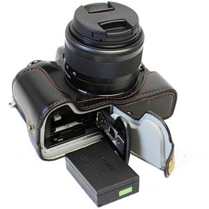 Accessoires kit Half Body Leather Case + Filter + Zonnekap Cap + Glass LCD Protector voor Canon EOS M50 met 15-45mm lens Camera