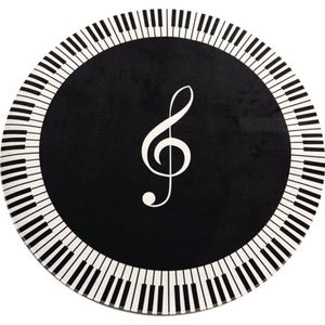 Tapijt Muziek Symbool Piano Key Zwart Wit Ronde Tapijt Antislip Tapijt Thuis Slaapkamer Mat Vloer Decoratie