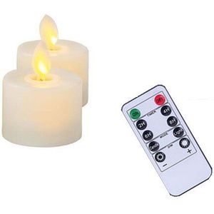 Pak Van 2 Remote Battery Operated Elektrische Kaarsen Flickering Moving Wick Kerst Led Theelichtjes