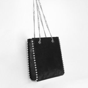 Dames Pu Leer Effen Kleur Studs Boodschappentas Tote Vrouwen Tas Toevallige Schoudertas Keten Handtas