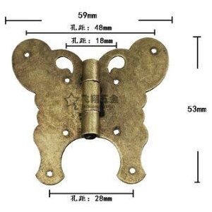 Koper vlinder scharnieren Chinese antieke sieraden doos lederen schudden officer hardware accessoires 59*53 MM