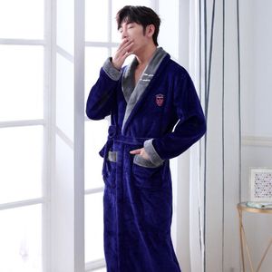 Zachte Winter Herfst Blue Lange Mouwen Style Casual Stijl Homerobe Badjas Kimono Man Kleren Lange Mouw Flanel