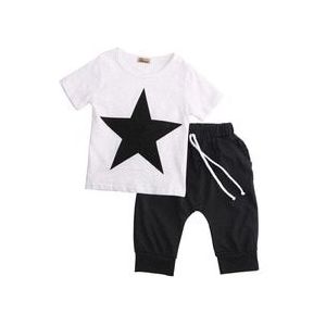 Peuter jongen zomer cool outfit Kids Baby Jongens Casual Ster T-shirt Tops + Harembroek 2 stks Outfits Set 2-7Y kleding