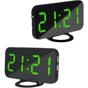Multifunctionele LED Spiegel Alarm Art Digitale Wandklok Poort Moderne Mirrored Elektronische Snooze Analoge Tafel Klok Telefoon Opladen