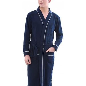 Mannen Casual Kimono Badjas Dikke Warme Nachtkleding Casual Mannen Zachte Kleur Blok Zakken Lange Mouw Badjas Thuis Gown Nachtkleding