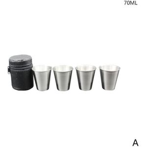 70Ml/150Ml Drank Metalen Cup Roestvrij Staal Kleine Glazen Kopjes Koffie 4 Cup Wijn Camping Geest Mok set Plus Drinken Glas S O6A7