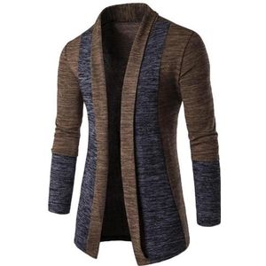Retro Mannen Patchwork Lange Mouwen Slim Past Gebreide Trui Vest Jas Uitloper
