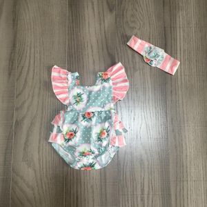 Baby Kleding Baby Meisjes Bloemen Romper Baby Bay Romper Met Hoofdband