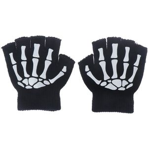 Jongens Cool Fluorescerende Skelet Handschoenen Kinderen Wanten Schedel Handschoenen Cool Winter Zwart Breien Lichtgevende Handschoenen