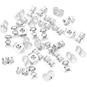 200Pcs Chirurgische Rvs Earnut Vlinder Oorbel Rug Silver Tone 6.5Mm Oorbel Noten Stopper Voor Diy Sieraden Bevindingen